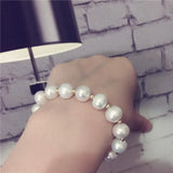 8'' 10-11mm Pearl CZ Pave Heart Bracelet