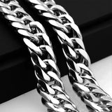 Stainless Steel Double Buckle Thick Cuban Chain Necklace