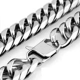 Stainless Steel Double Buckle Thick Cuban Chain Necklace
