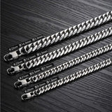 Stainless Steel Double Buckle Thick Cuban Chain Necklace