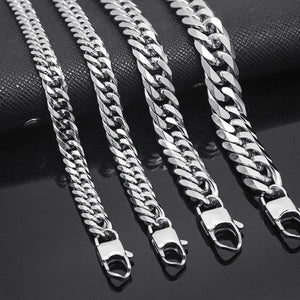Stainless Steel Double Buckle Thick Cuban Chain Necklace