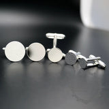 DIY Round Flat Bezel Silver Brass Cufflinks