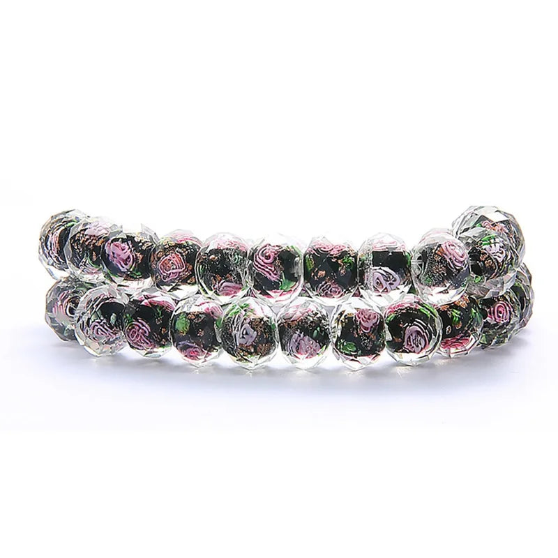 Flower Faceted Lampwork Charm Crystal Bead for DIY Jewelry Making Supplies