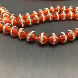 8/10/12mm Red Agate Rhinestone Spacer Beads DIY Jewelry Making