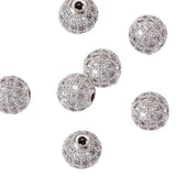 10pcs 8 10 12mm Round Brass CZ Beads Jewelry Making Golden Rose
