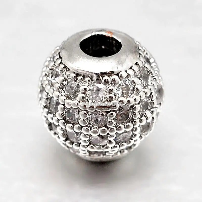 10pcs 8 10 12mm Round Brass CZ Beads Jewelry Making Golden Rose