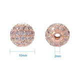 10pcs 8 10 12mm Round Brass CZ Beads Jewelry Making Golden Rose