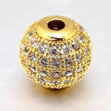 10pcs 8 10 12mm Round Brass CZ Beads Jewelry Making Golden Rose