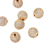 10pcs 8 10 12mm Round Brass CZ Beads Jewelry Making Golden Rose