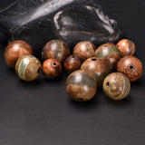 Vintage Tibetan Dzi Beads, Natural Round Spacer Beads Jewelry Making