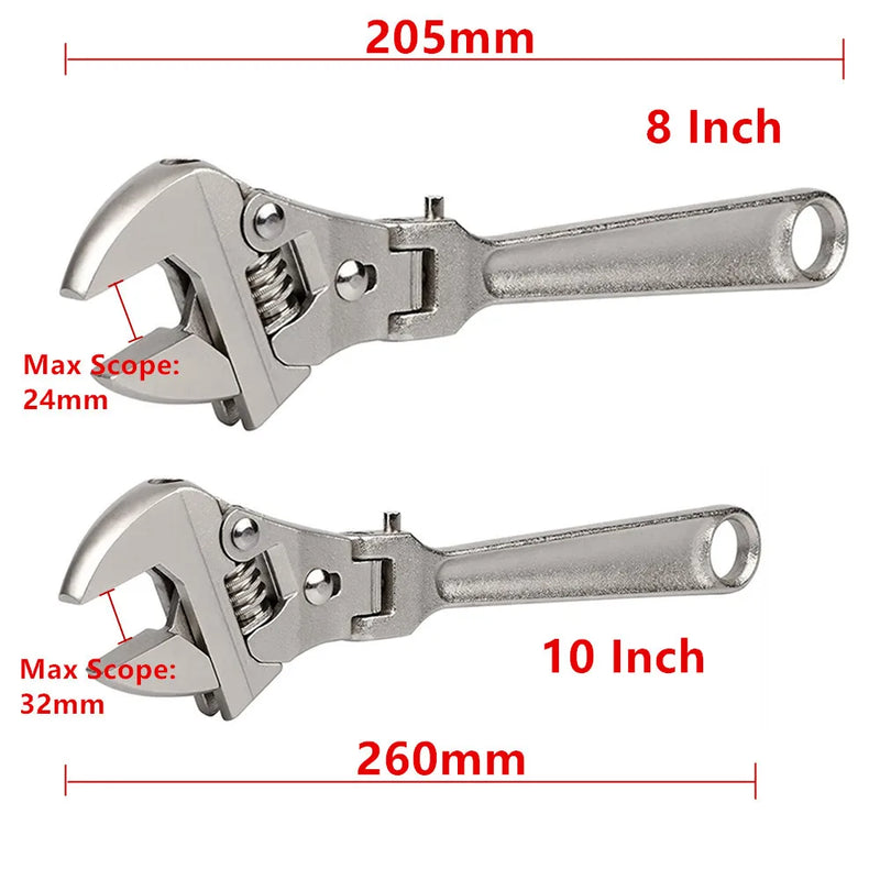 8/10 Inch Adjustable Ratchet Wrench Dual-Purpose Pipe Wrench Key Hand Tool