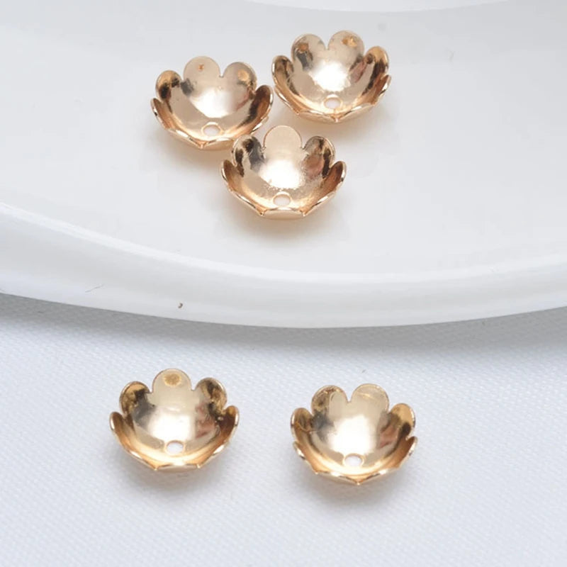Copper Flower Bead Caps Spacers DIY Jewelry Making Findings