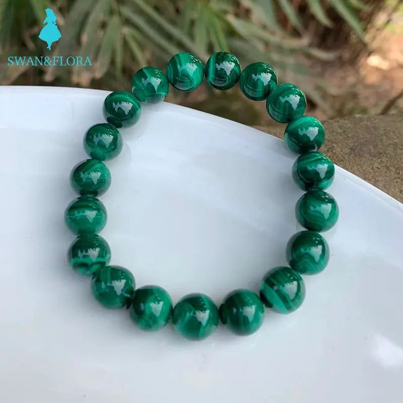 Natural Malachite Beads Bracelet Stretch Crystal Gift Woman AAAAA