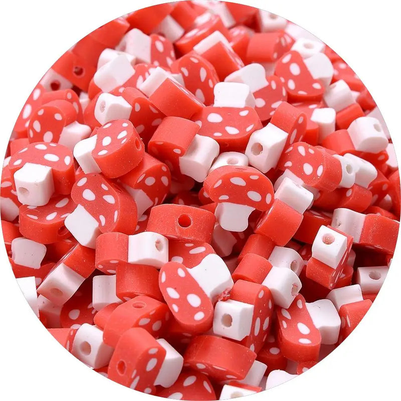 Polymer Clay Beads Red Style Heart Flag Rose Bead for Jewelry Making