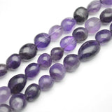 8~10mm Natural Amethyst Smooth Stone Oval Shape Nugget Loose Beads