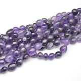 8~10mm Natural Amethyst Smooth Stone Oval Shape Nugget Loose Beads