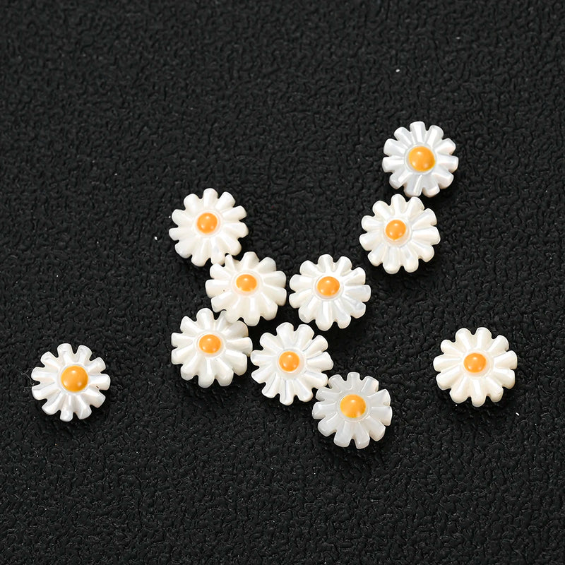 8 10mm Natural Flower Shell Beads Spacer Beads For DIY Jewelry Making