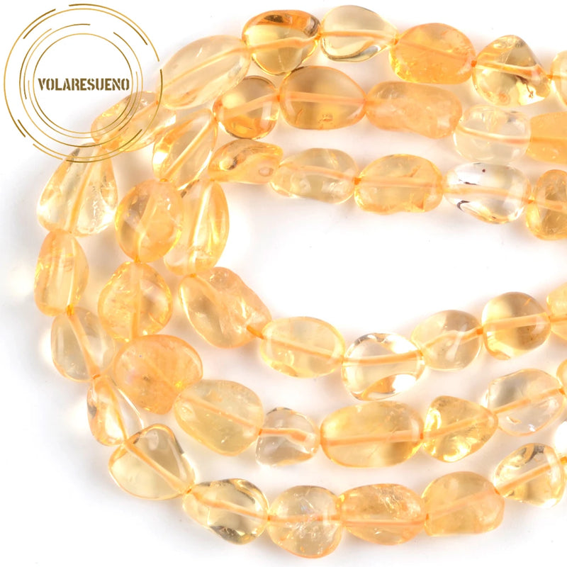 Natural Citrines Stone Beads 8-10mm Freeform Loose Spacer Gemstones 15"