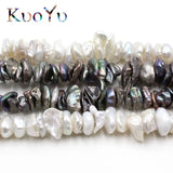 8-10mm Natural Flat Freshwater Pearl Loose Beads For DIY Bracelet Making 15''