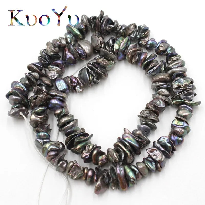 8-10mm Natural Flat Freshwater Pearl Loose Beads For DIY Bracelet Making 15''
