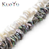 8-10mm Natural Flat Freshwater Pearl Loose Beads For DIY Bracelet Making 15''
