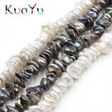 8-10mm Natural Flat Freshwater Pearl Loose Beads For DIY Bracelet Making 15''