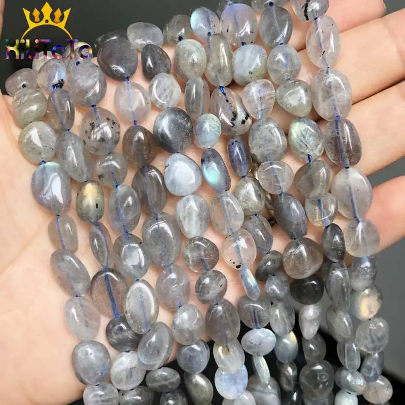 8-10mm Natural Grey Labradorite Beads Spacer Loose Stones for DIY Jewelry Making