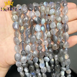 8-10mm Natural Grey Labradorite Beads Spacer Loose Stones for DIY Jewelry Making