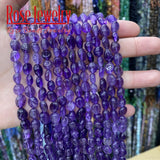 8-10mm Natural Purple Amethysts Beads Loose Bead 6-8mm, 15''strand