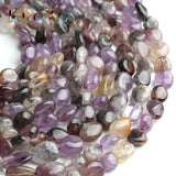 8-10mm Purple Ghost Quartz Beads Smooth Loose Stone Spacer Beads