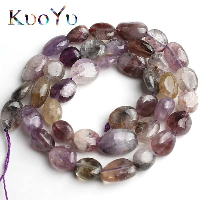 8-10mm Purple Ghost Quartz Beads Smooth Loose Stone Spacer Beads