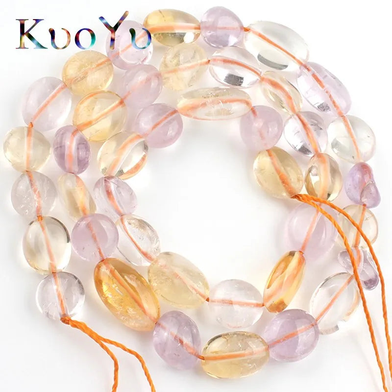 8-10mm Yellow Citrines Quartz Purple Crystal Beads Round Loose Bead