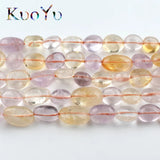 8-10mm Yellow Citrines Quartz Purple Crystal Beads Round Loose Bead