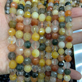Natural Mixed Quartz Beads 15'' Round Faceted DIY Loose Beads