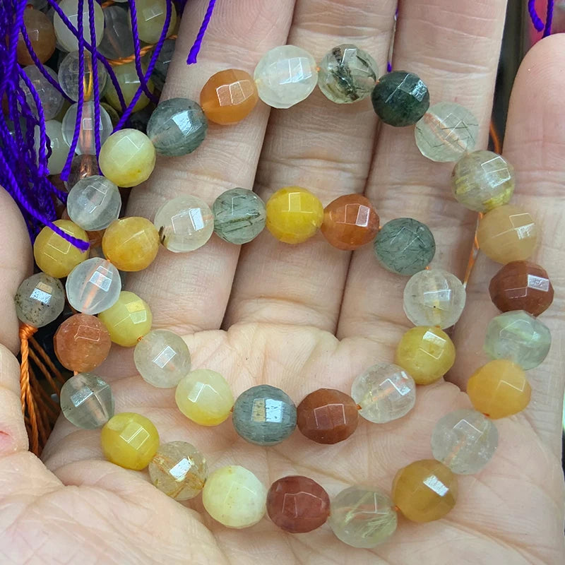 Natural Mixed Quartz Beads 15'' Round Faceted DIY Loose Beads