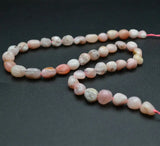 8~10mm Natural Pink Opal Smooth Stone Oval Shape Nugget Loose Beads 1 Strand