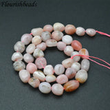 8~10mm Natural Pink Opal Smooth Stone Oval Shape Nugget Loose Beads 1 Strand