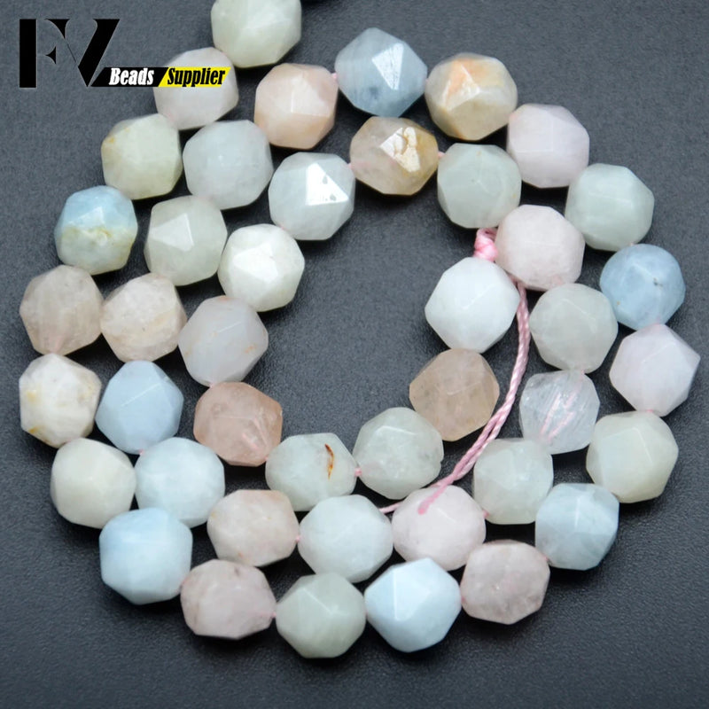 8/10mm Faceted Morganite Natural Stone Beads
