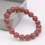 Strawberry Crystal Beaded Bracelet with Sun Charm