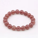 Strawberry Crystal Beaded Bracelet with Sun Charm