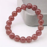 Strawberry Crystal Beaded Bracelet with Sun Charm