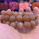Natural Sunstone Stone Beads Bracelet DIY Bangle Orange Beads Bracelet