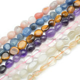 8~10mm Tiger Eye Smooth Stone Oval Nugget Loose Beads 1 Strand