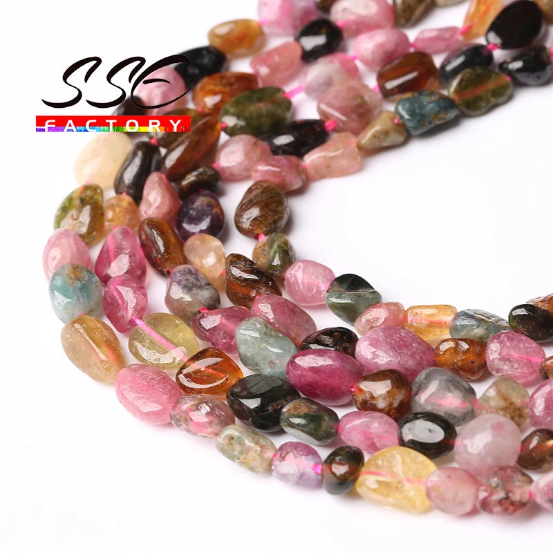 Irregular Colorful Tourmaline Beads 15'' Strand