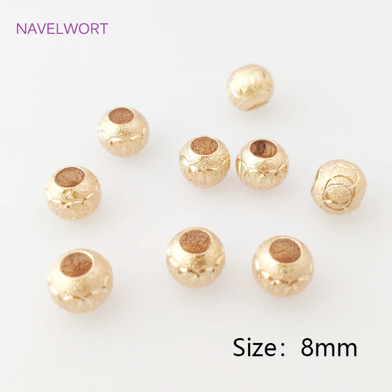 8/10mm Round Patterned Spacer Beads Large Hole Loose Bead