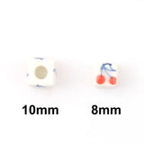 8/10mm Square Cherry Pattern Ceramic Beads Pendants Loose Porcelain Beads