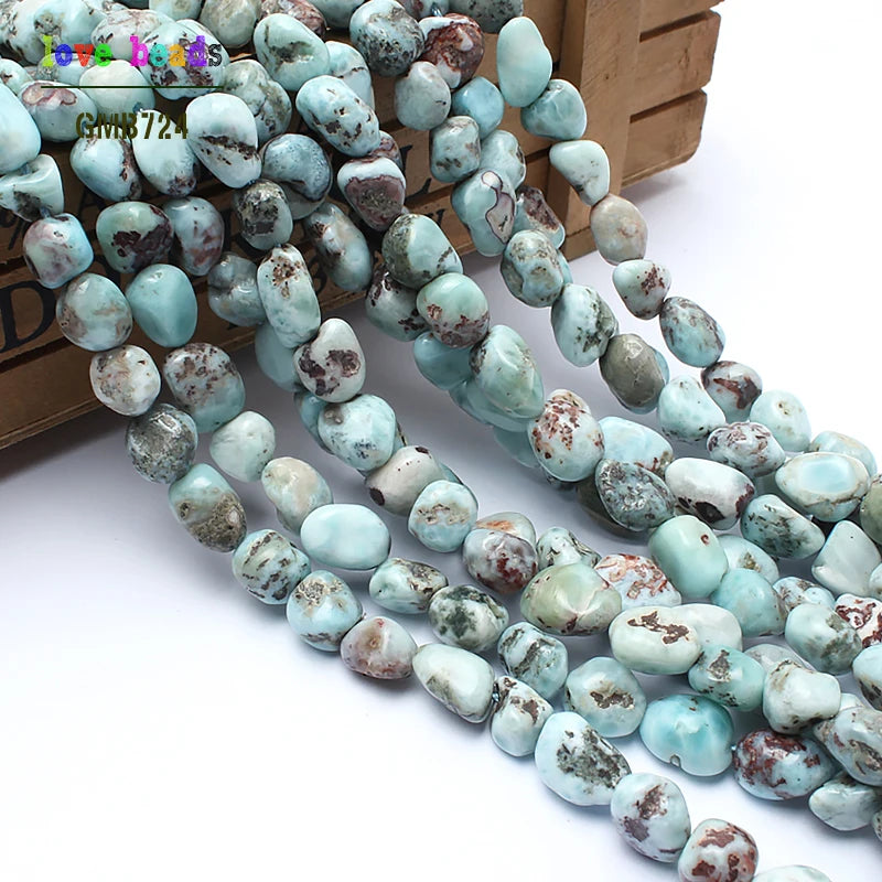 Irregular Larimar Beads 15-inch Natural Stone DIY Bracelet Jewelry Making