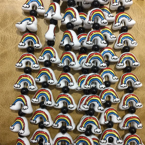 Hand Painted Rainbow Ceramic Pendant Porcelain Beads For Jewelry Making