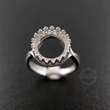 925 Silver Bezel Ring Setting 18mm DIY Adjustable Crown Round