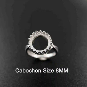 925 Silver Bezel Ring Setting 18mm DIY Adjustable Crown Round